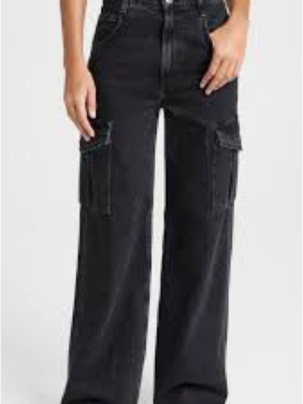 Agolde Black Wide-Leg Cargo Jeans - Picture 2 of 5